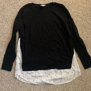 Loft Black and White Layered Sweater Size Medium